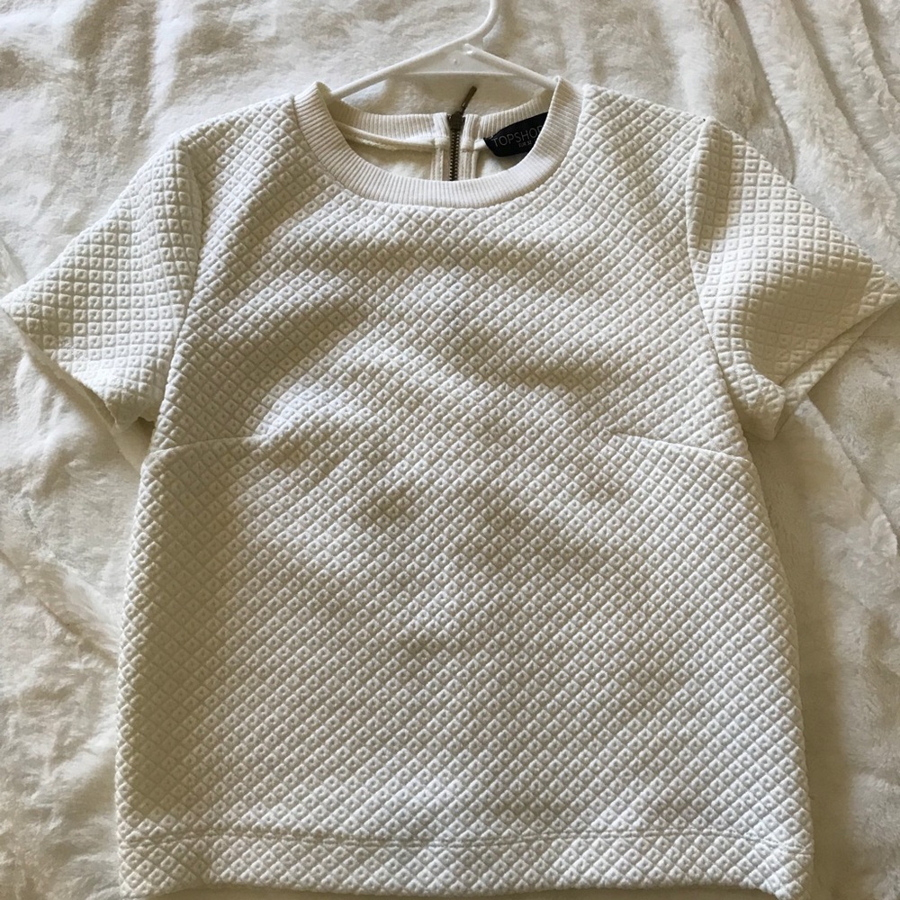 Topshop White Quilted Top (Semi-Cropped)